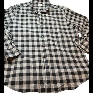 ROWM Black Gray buffalo plaid Checkered button Shirt Long Sleeve men 2XL Cotton